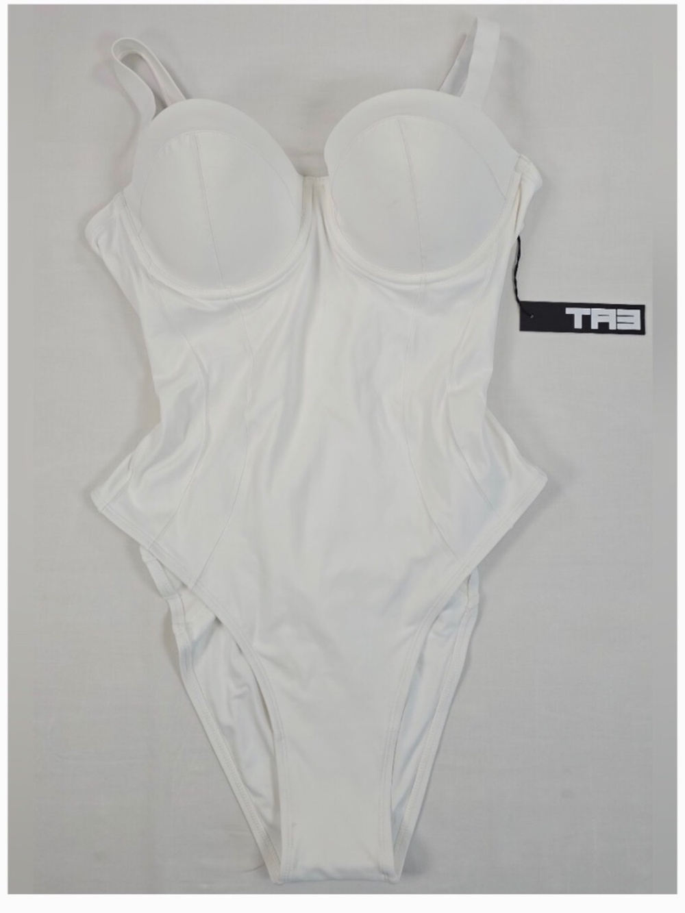 NWOT TA3 White X small Hi Cut Lushy C CUP  REGULAR LONG TORSO